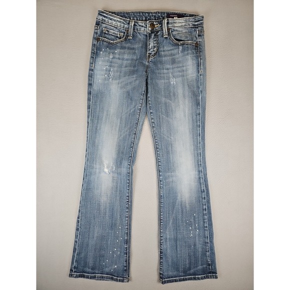 Vigoss Jeans Women 29x31 Boot Cut Low Rise Stretch Distressed Flap Pockets - Picture 1 of 9